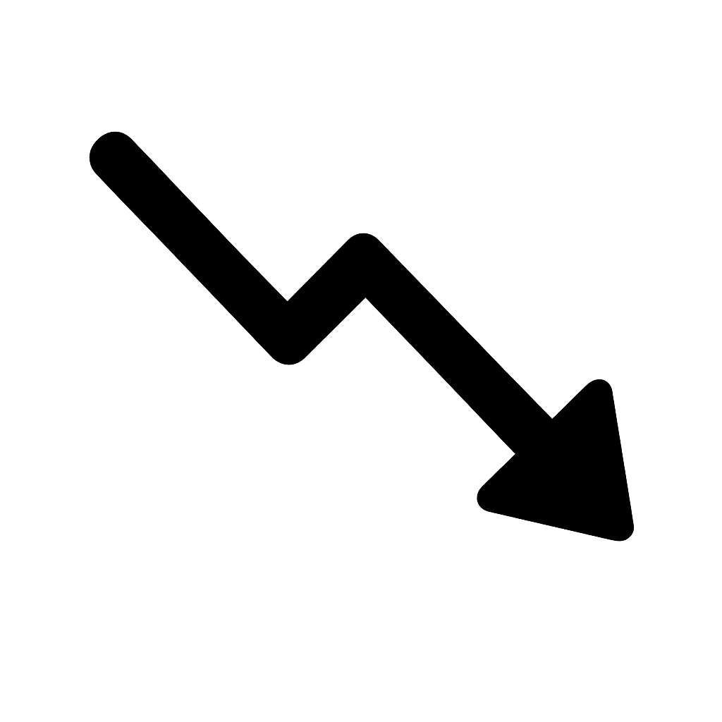 Black Flat Decline Arrow Icon