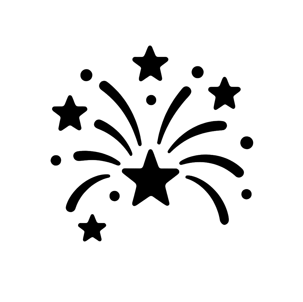 Black Flat Fireworks Celebration Icon