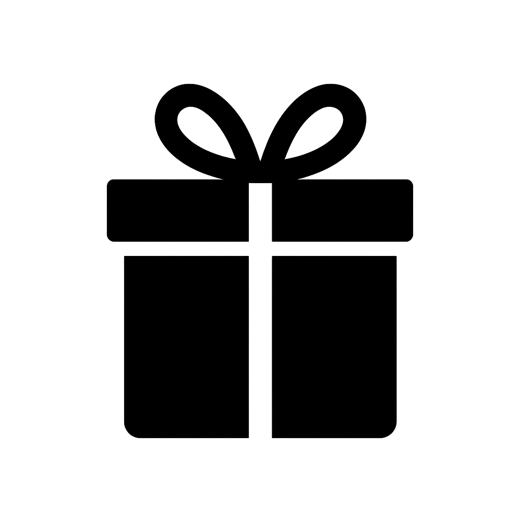 Black Flat Gift Box Icon