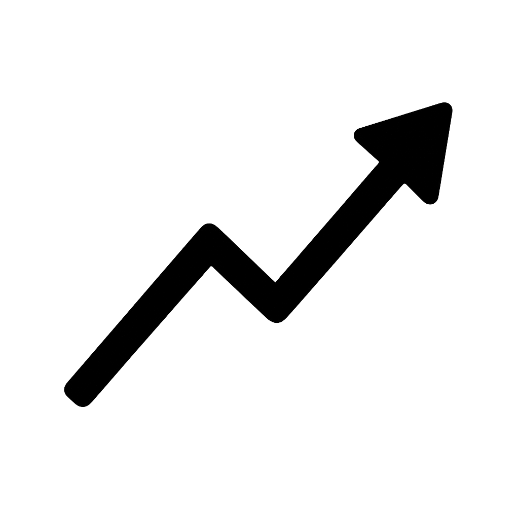 Black Flat Growth Arrow Icon