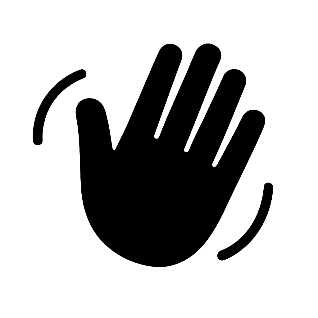 Black Flat Hand Wave Icon