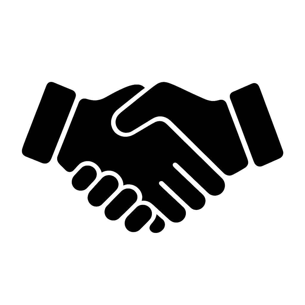 Black Flat Handshake Icon