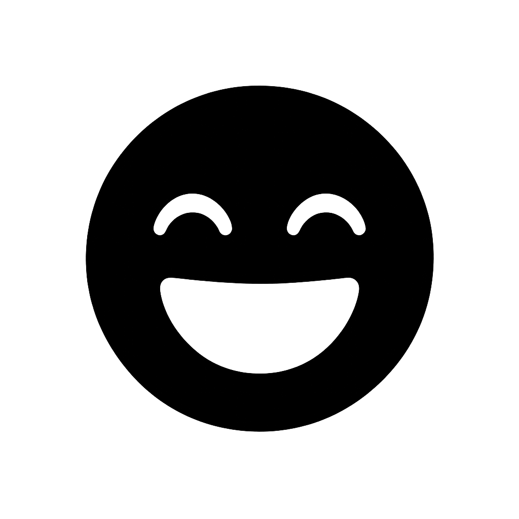 Black Flat Laughing Face Icon