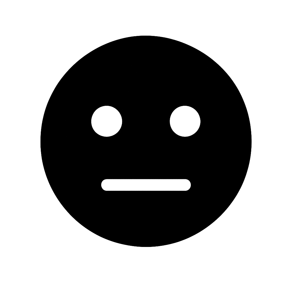 Black Flat Neutral Face Icon