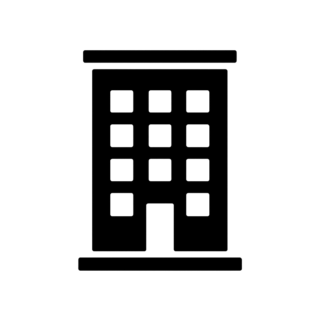 Black Flat Office Building Icon