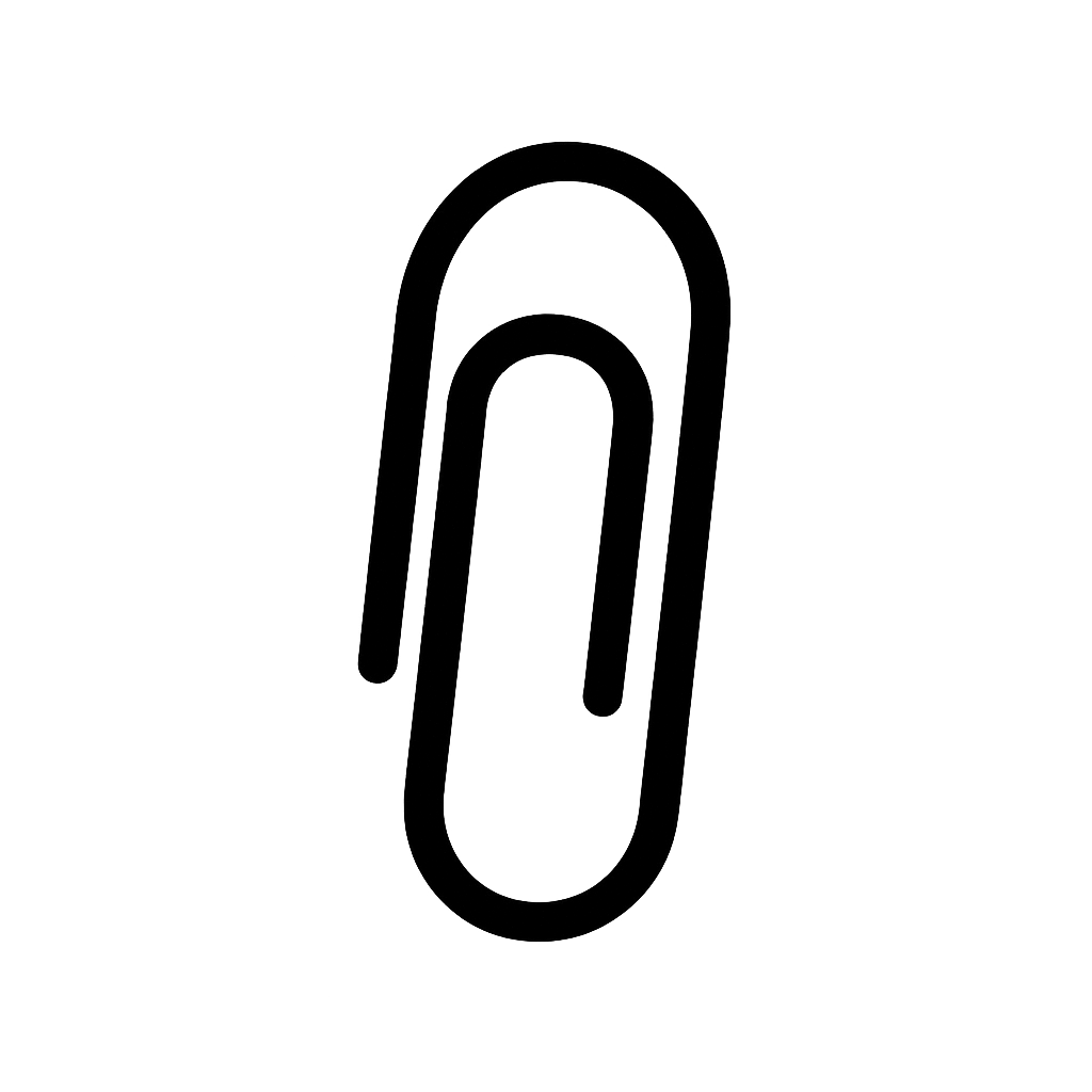 Black Flat Paperclip Icon