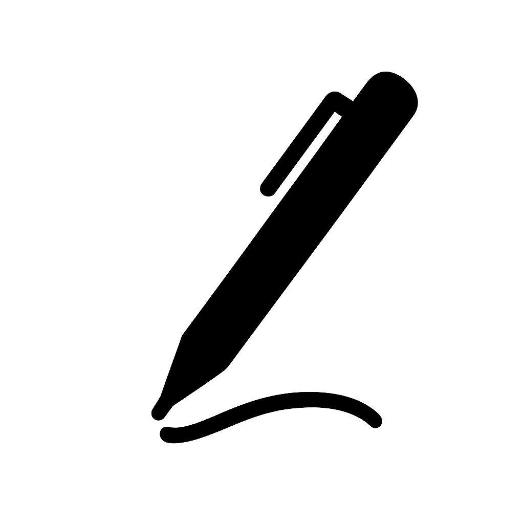 Black Flat Pen Writing Icon