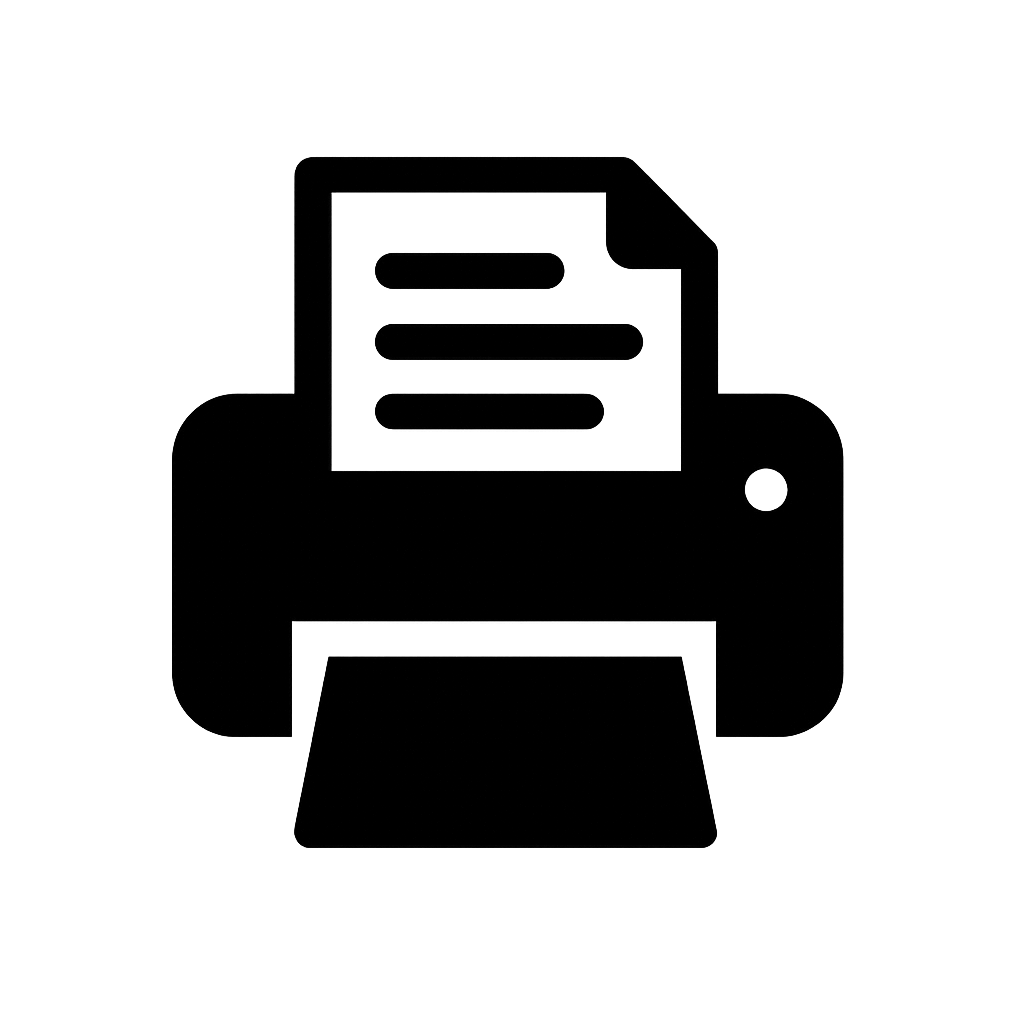 Black Flat Printer Icon