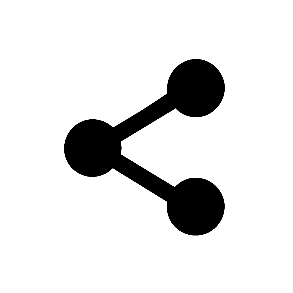 Black flat share icon on Transparent Background