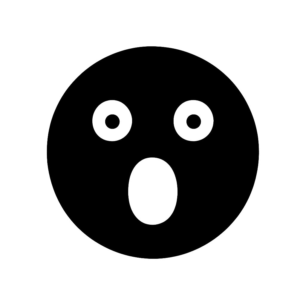 Black Flat Shocked Face Icon