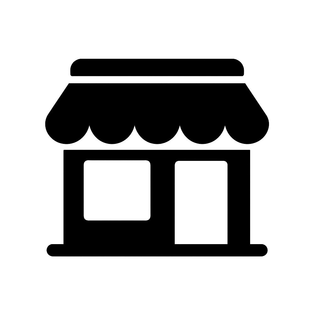 Black Flat Store Building Icon