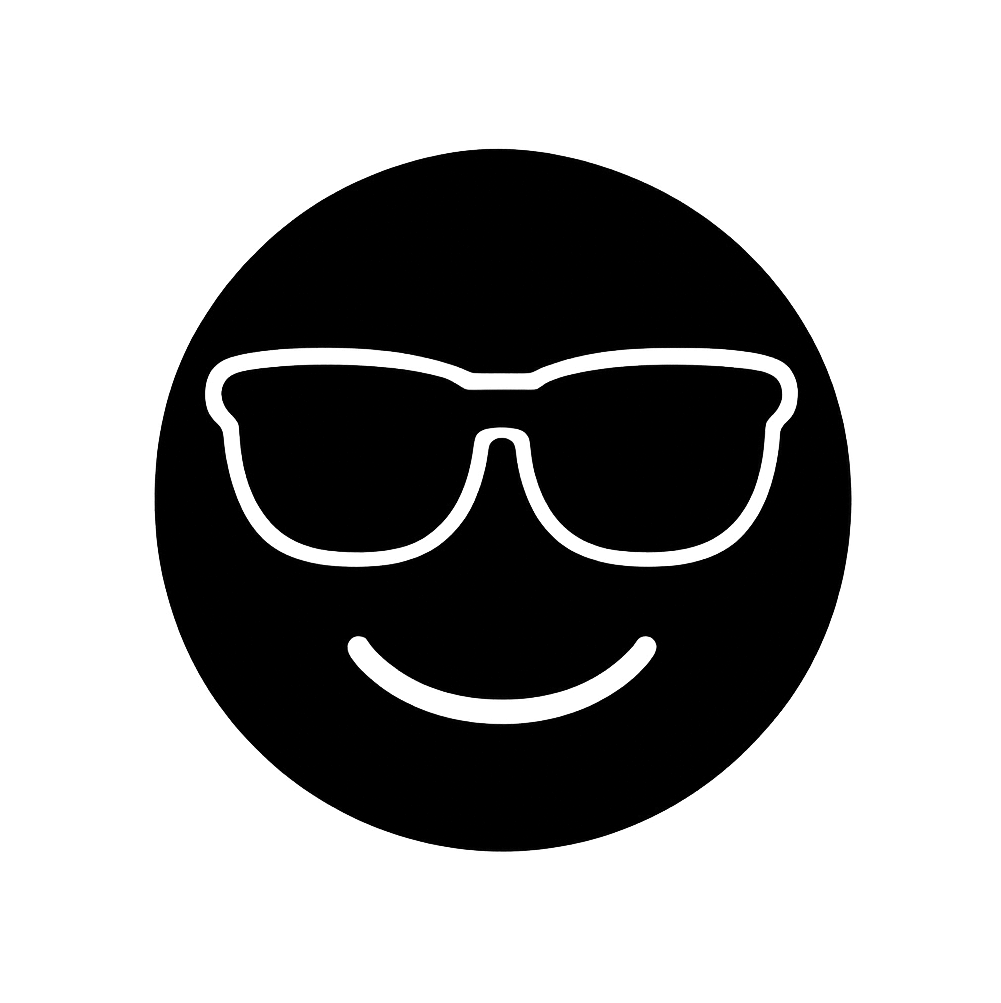 Black Flat Sunglasses Face Icon