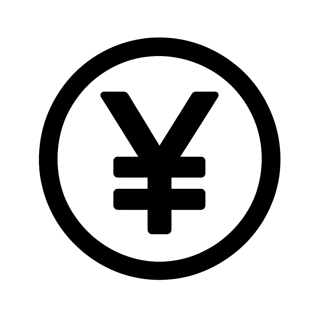 Black Flat Yen Coin Icon