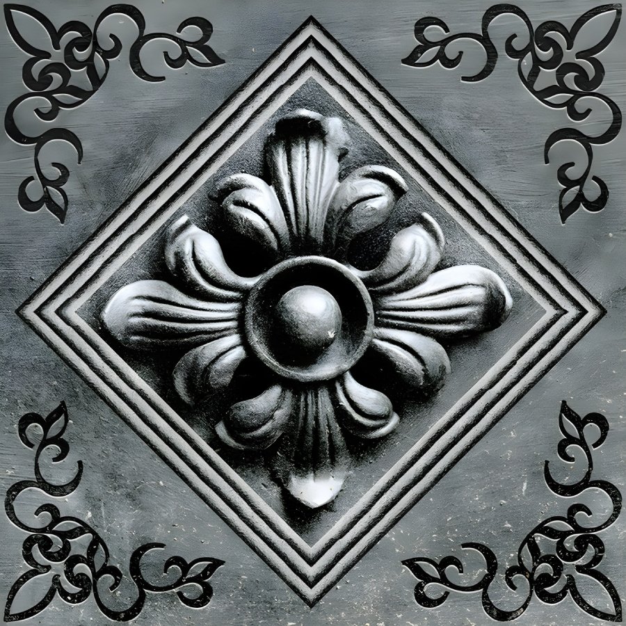 Black Floral Embossed Parking Tile Design
