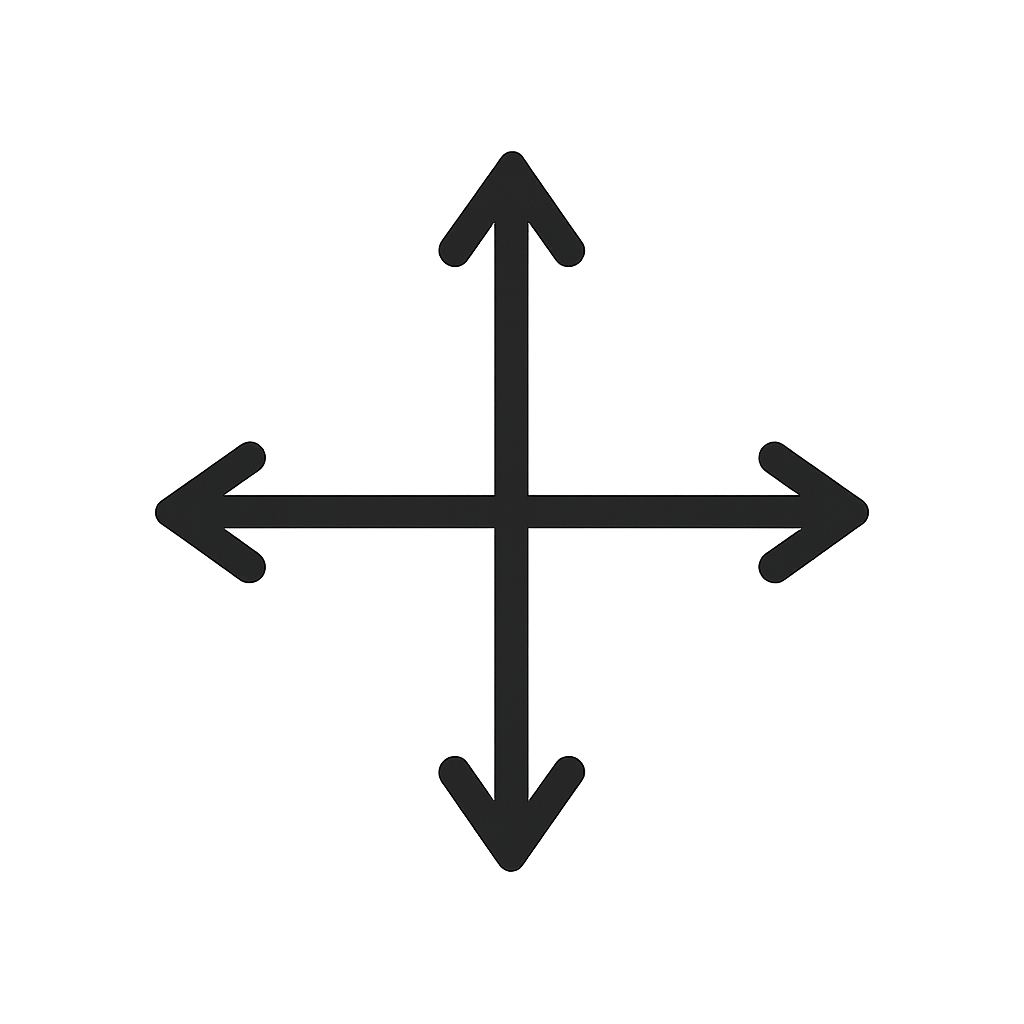 Black Four Way Cross Directional Arrow