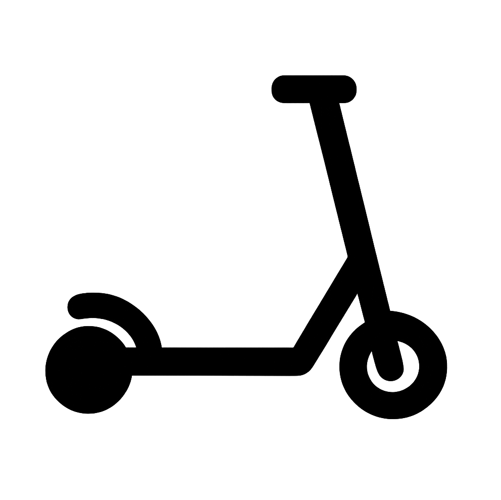 Black Kick Scooter Personal Transport Flat Icon