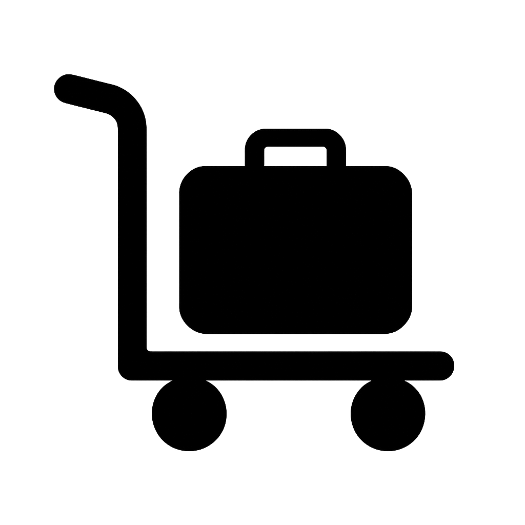 Black Luggage Cart Dolly Flat Icon