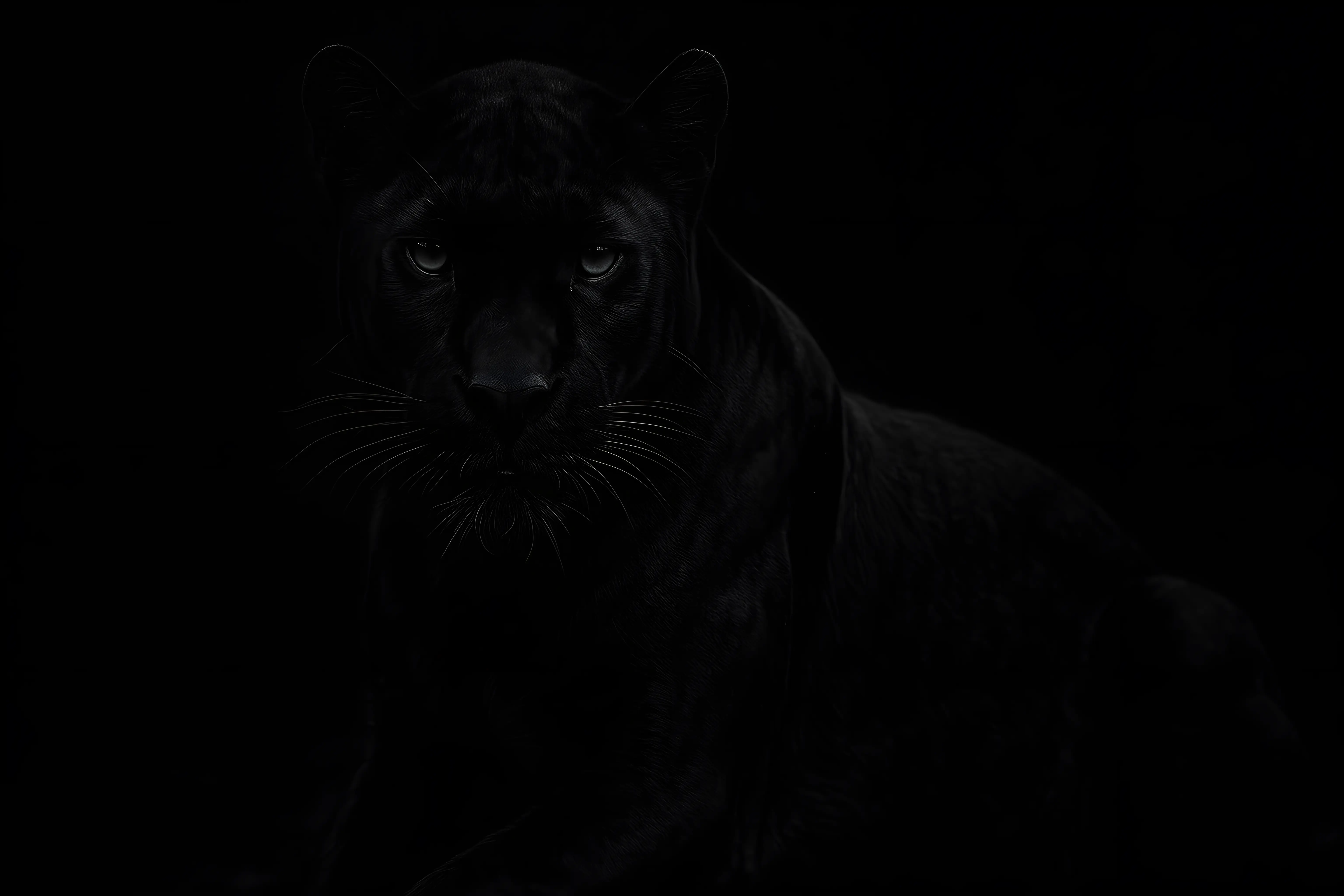 Black Panther Silhouette with Intense Eyes in a Dark Background