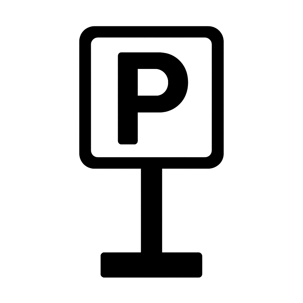 Black Parking Sign P Flat Icon