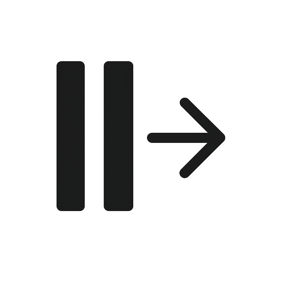 Black Pause Bar with Right Arrow