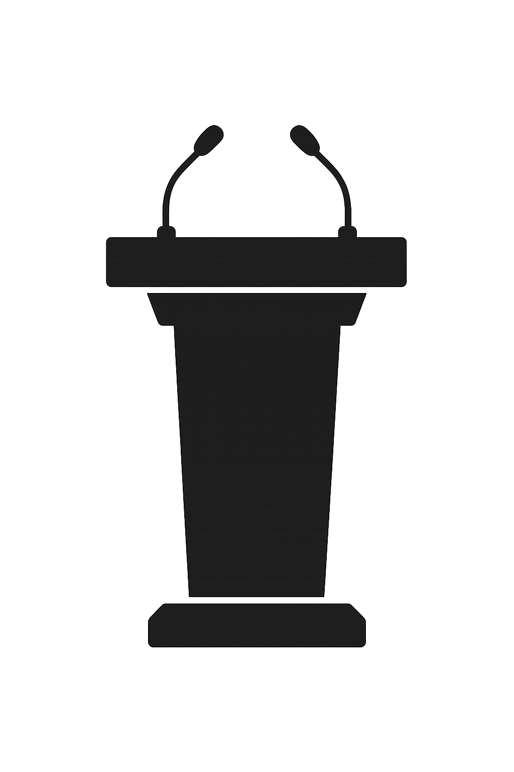 Black Podium with Microphones Silhouette Transparent Background