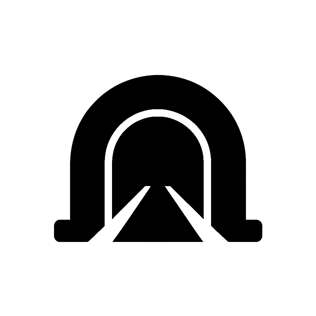 Black Road or Rail Tunnel Flat Icon