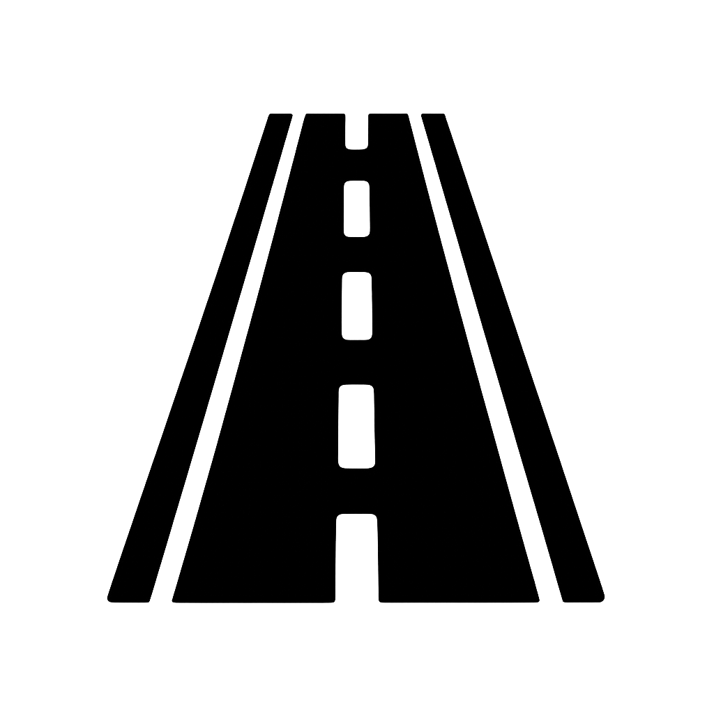 Black Straight Highway Road Flat Icon
