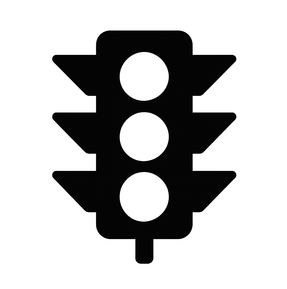Black Traffic Light Signal Flat Icon