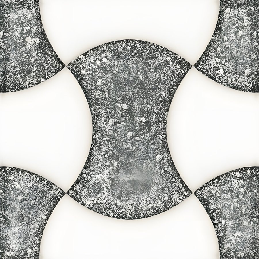 Black White Speckled Quarter Circle Tile
