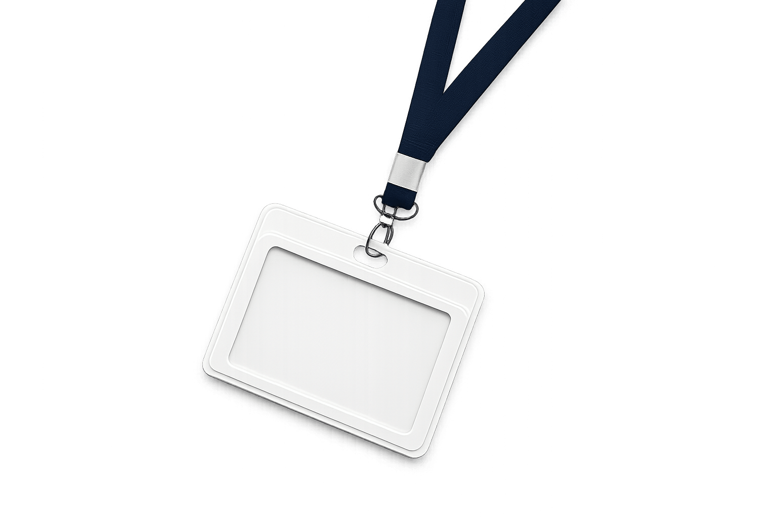 Blank ID Card Holder Lanyard Mockup Transparent Background