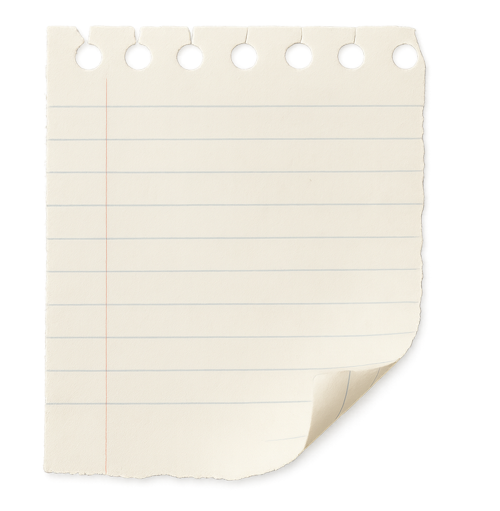 Blank Lined Notebook Page With Torn Edges And Top Perforated Holes For Notes
