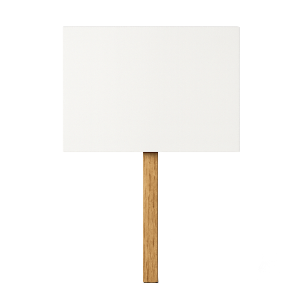 Blank White Protest Sign Wood Stick Transparent Background