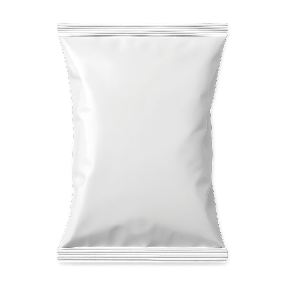 Blank White Snack Food Pouch Transparent Background