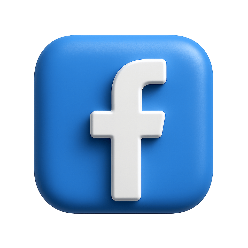 Blue 3D Facebook Social Media Logo Icon