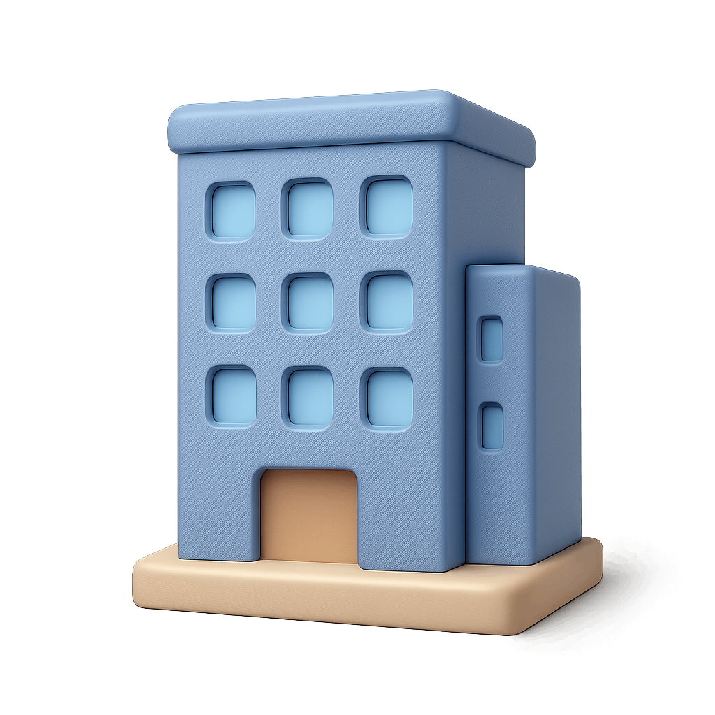 Blue 3D Office Building Icon Real Estate