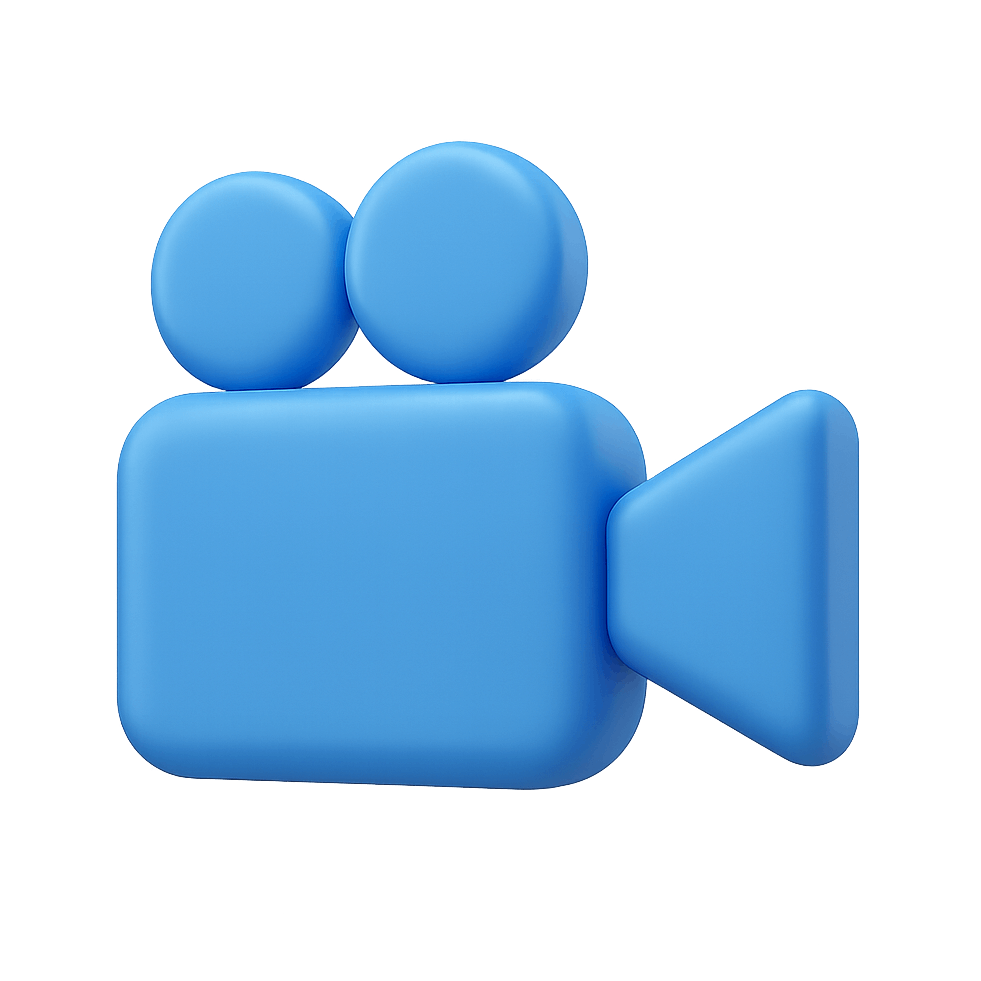 Blue 3D Video Camera Icon Filming Movie