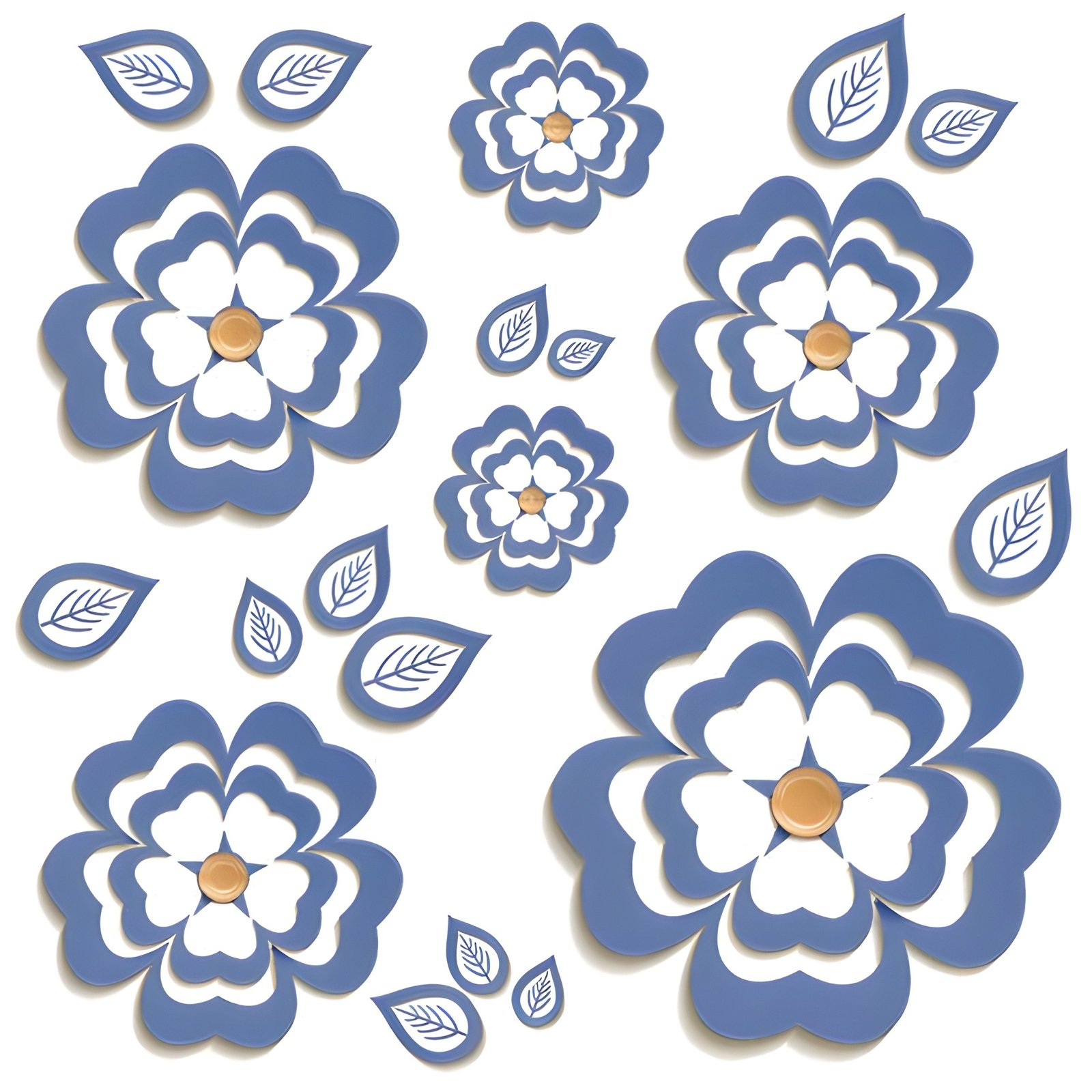 Blue and White 3D Floral Tile Design