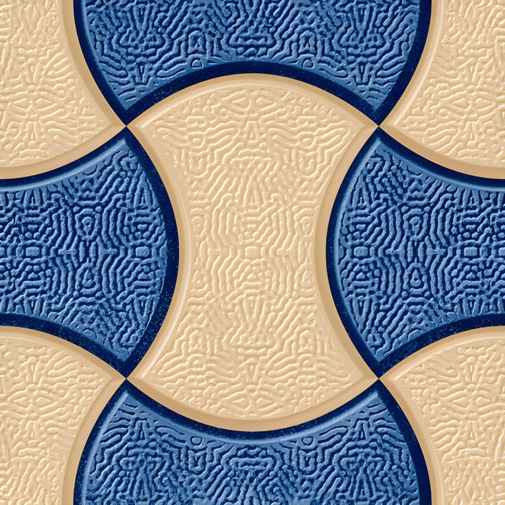 Blue Beige Interlocking Dumpling Parking Tile