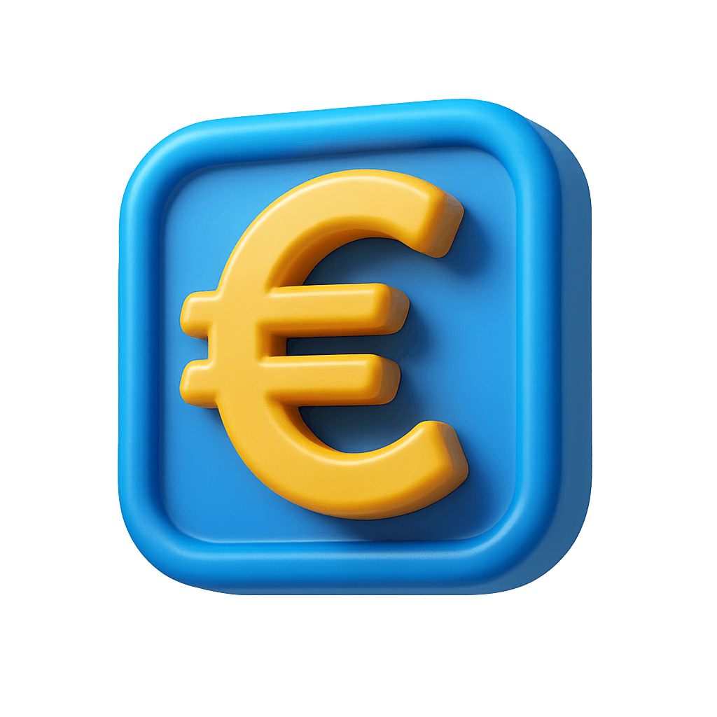 Blue Box 3D Euro Sign Currency