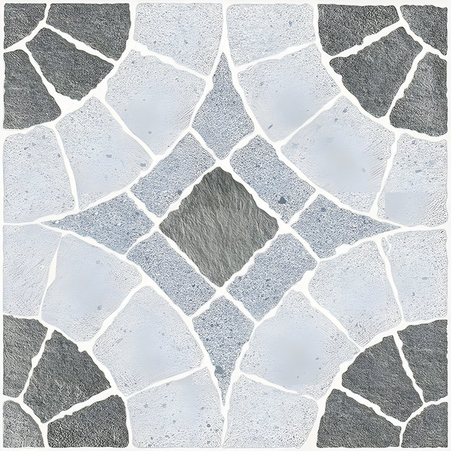 Blue Gray White Mosaic Stone Parking Tile