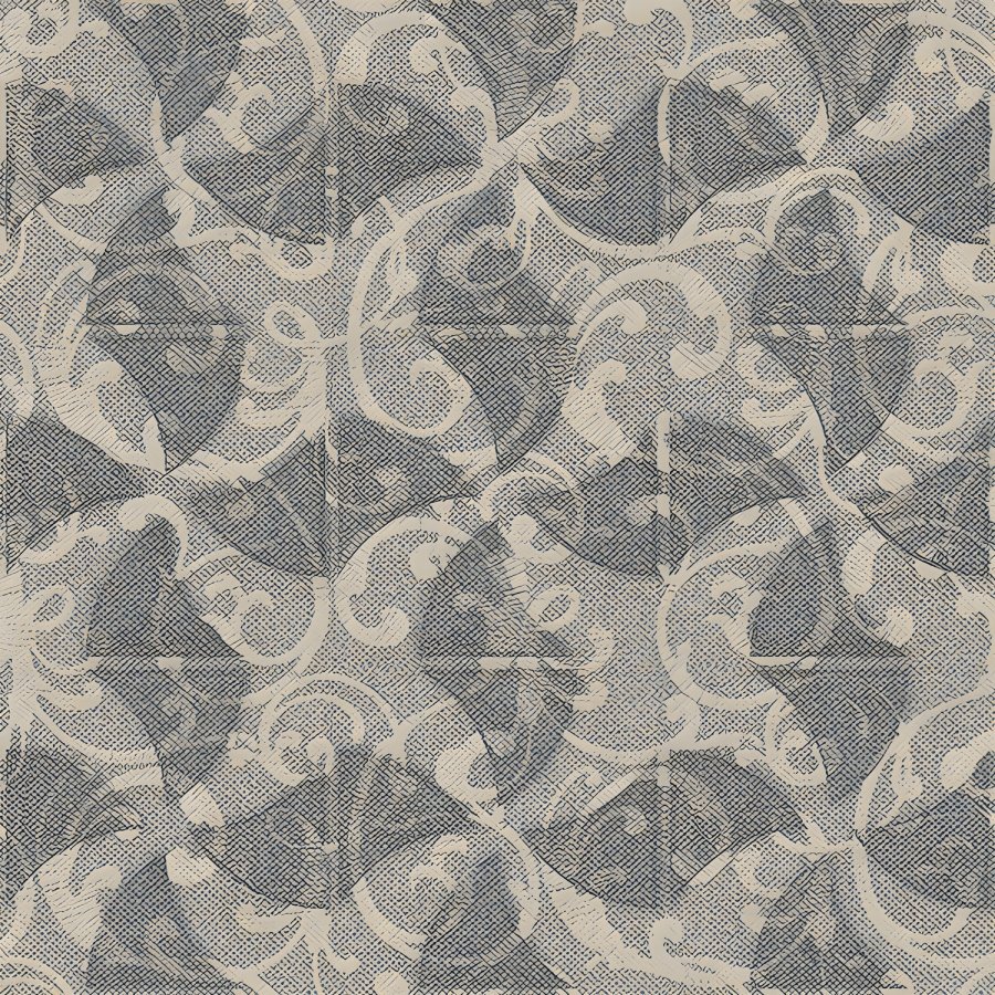 Blue Grey Abstract Vintage Pattern Tile
