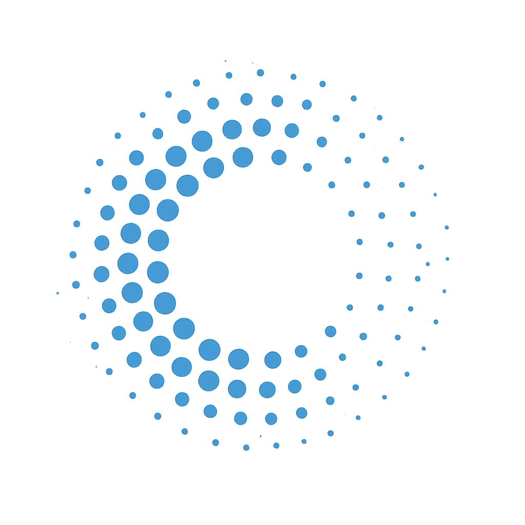 Blue Halftone Dot Circle Logo Transparent Background