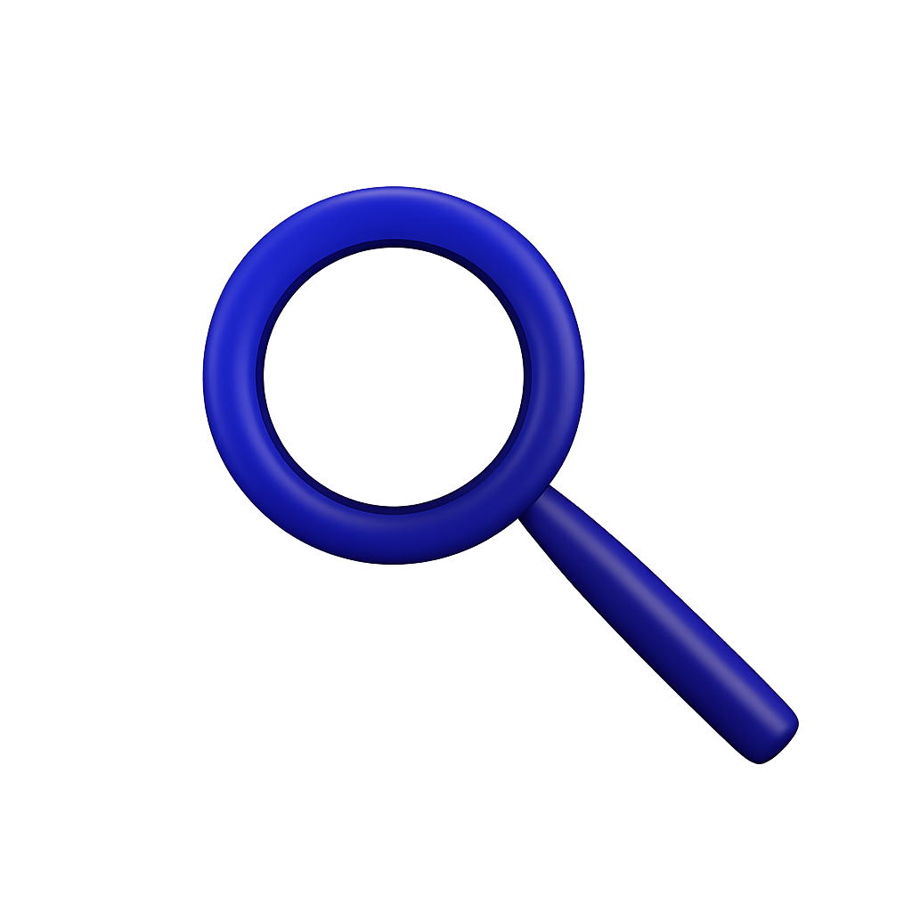 Blue Magnifying Glass Icon On a Transparent Background