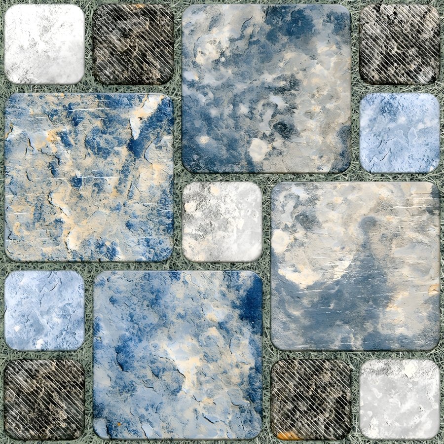 Blue Mixed Stone Square Parking Tile