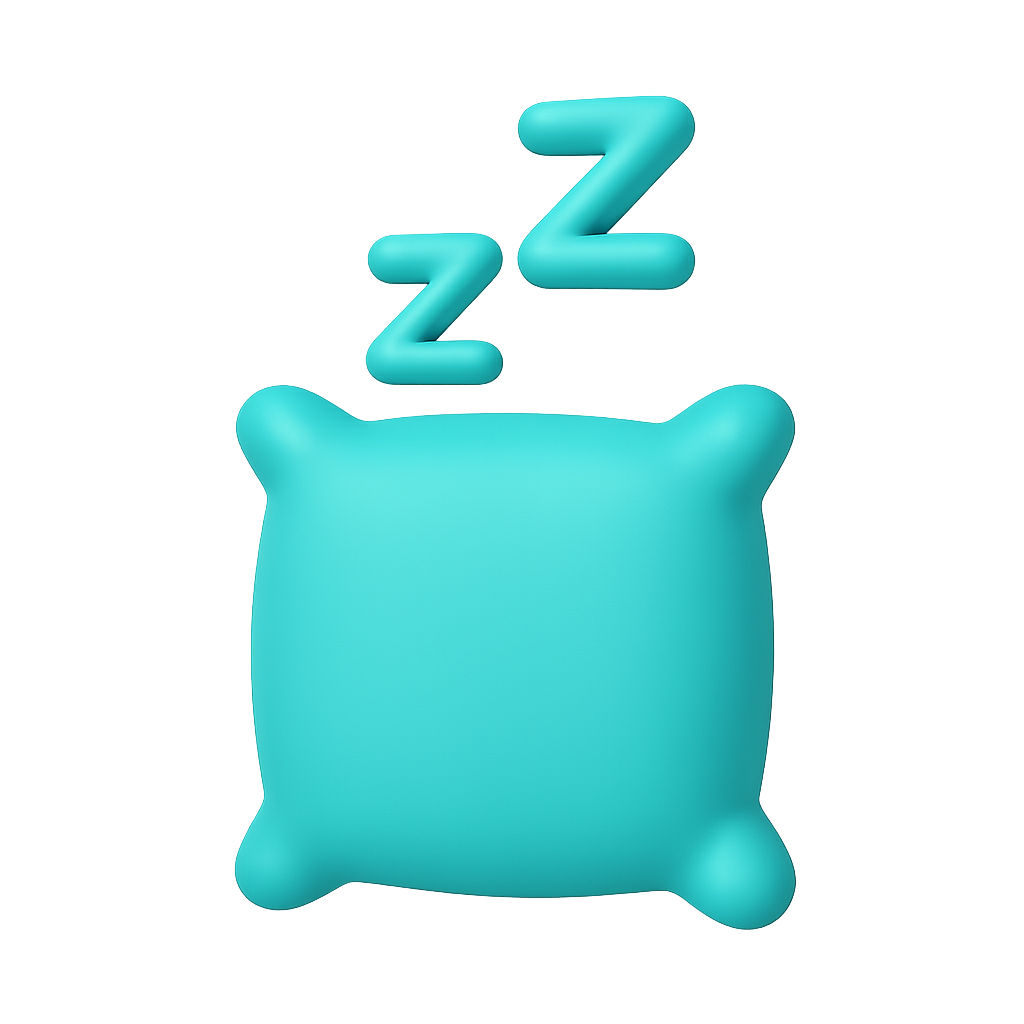 Blue Pillow With Sleep Symbol Isolated on Transparent Background