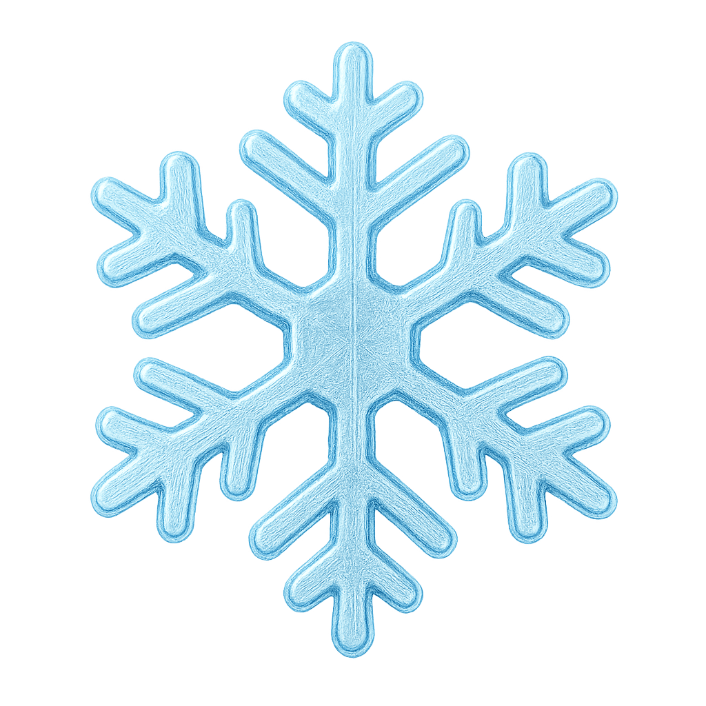 Blue Snowflake Icon on Transparent Background Symbolizing Winter Season