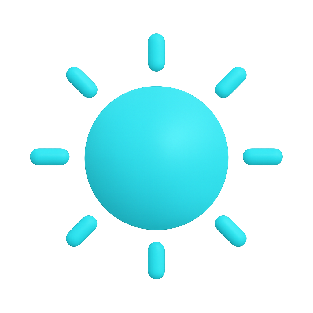 Blue Sunlight Icon on Transparent Background, Symbolizing Brightness and Energy