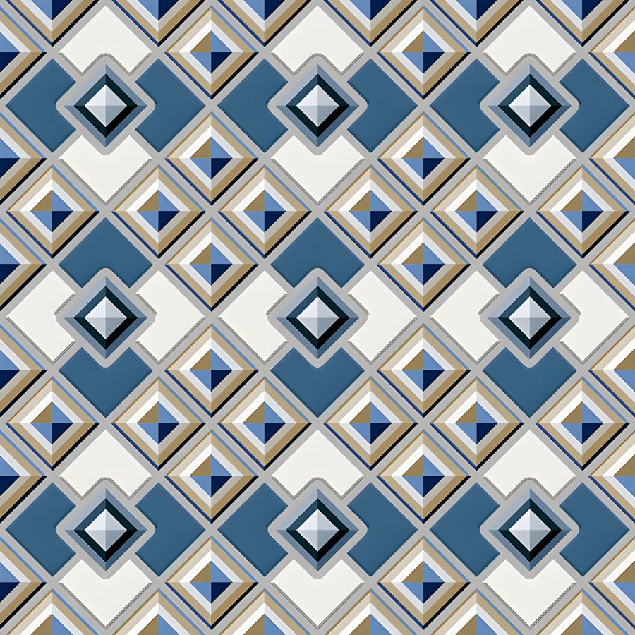Blue White 3D Pyramid Geometric Parking Tile