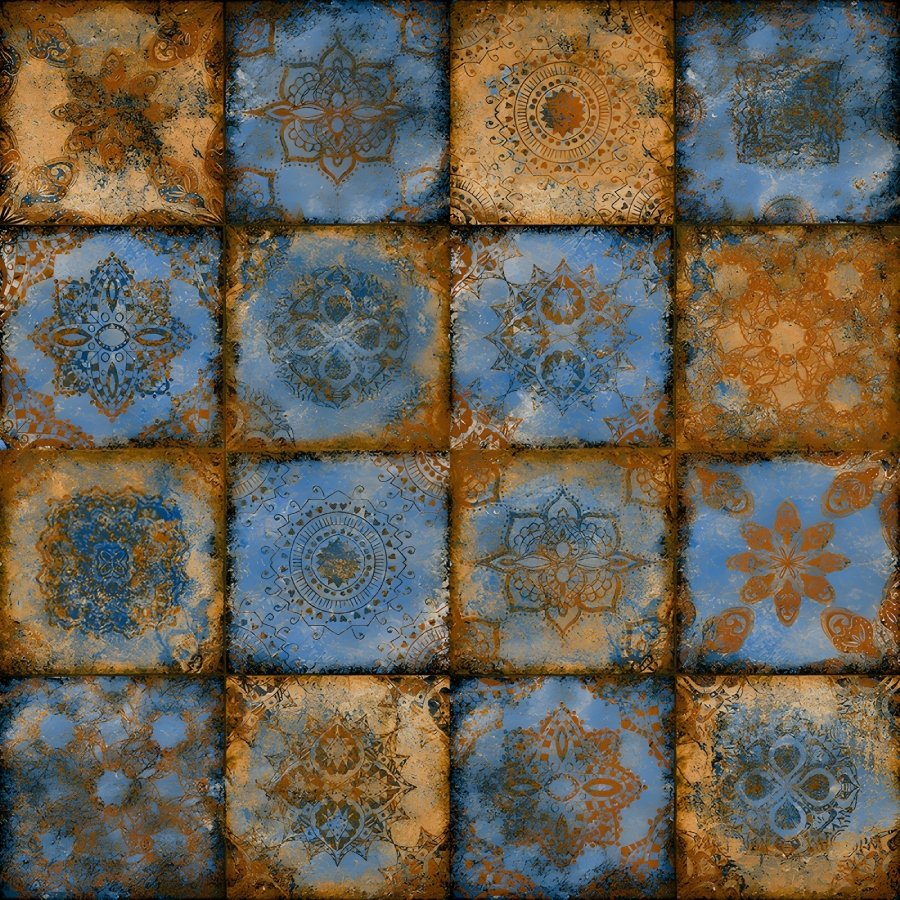 Bohemian Blue Terracotta Patchwork Tile