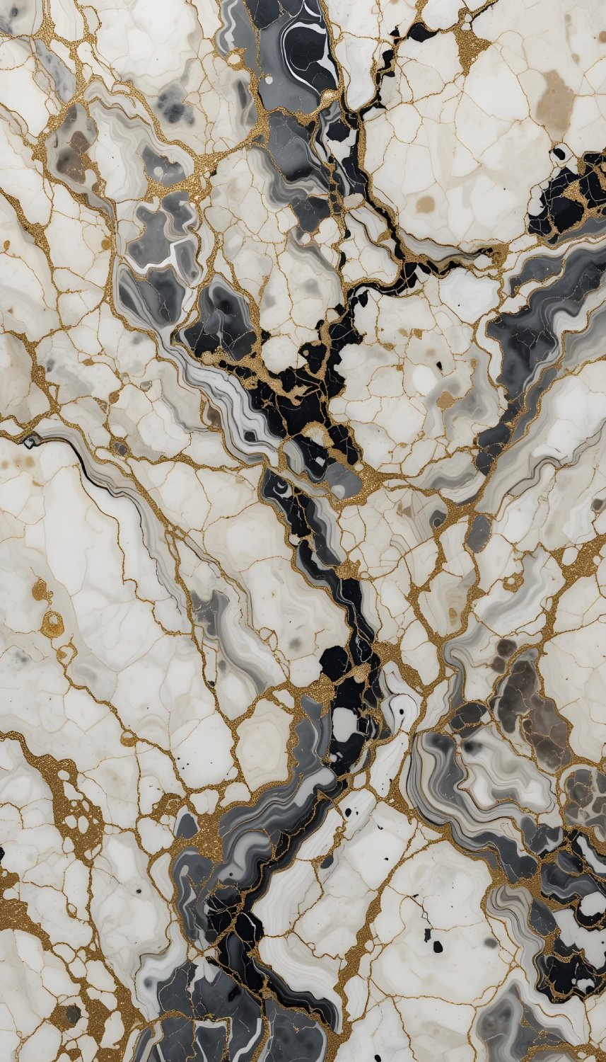 Bold Black Gray White Gold Marble